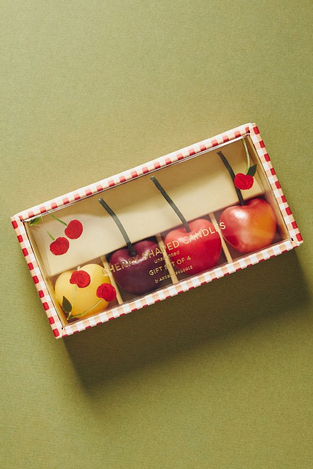 Bougies en cire en forme de cerise, lot de 4 #2