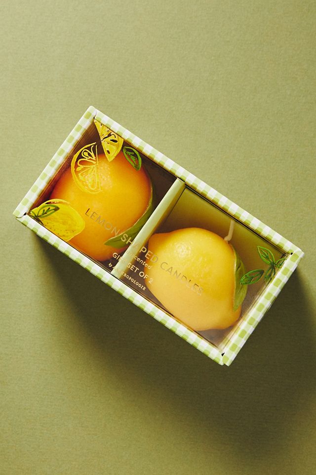 Lemon Shaped Wax Candles, Set of 2 #3