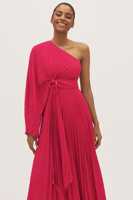 Acler Sadgill One-shoulder Pleated Maxi Dress In Pink