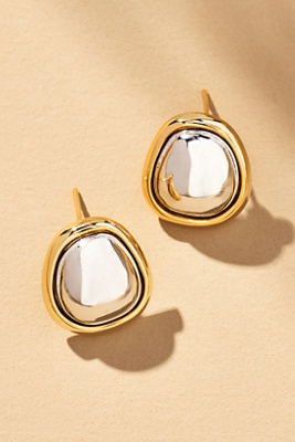 By Anthropologie Mixed Metal Post Earrings In Gold