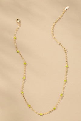 By Anthropologie Tiny Clover Chain Necklace In Green