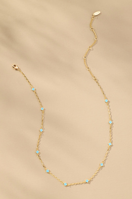 By Anthropologie Tiny Clover Chain Necklace In Blue