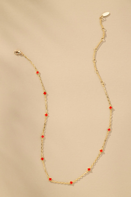 Shop By Anthropologie Tiny Clover Chain Necklace In Red