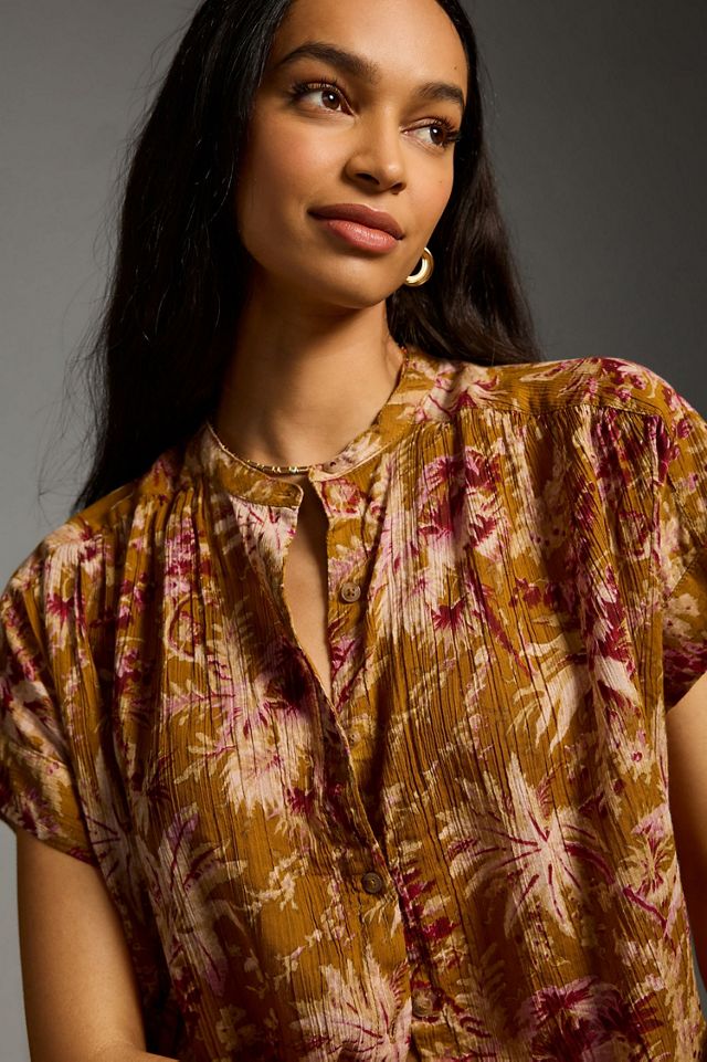 Pilcro Short-Sleeve Batwing Buttoned Blouse #2
