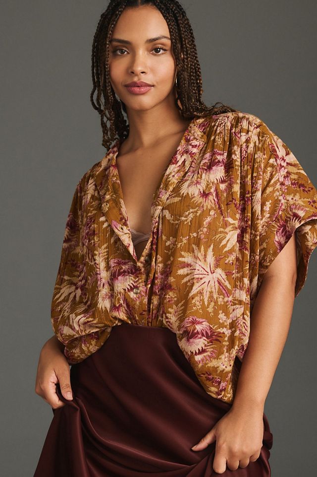 Pilcro Short-Sleeve Batwing Buttoned Blouse #3