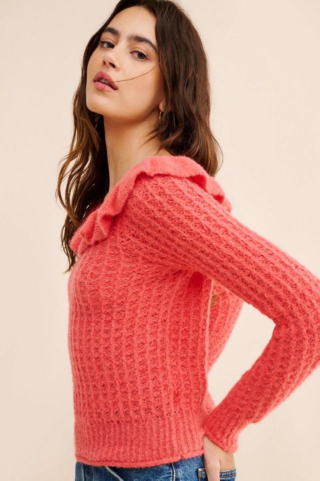 By Anthropologie buy small pink boat neck 100% merino wool sweater