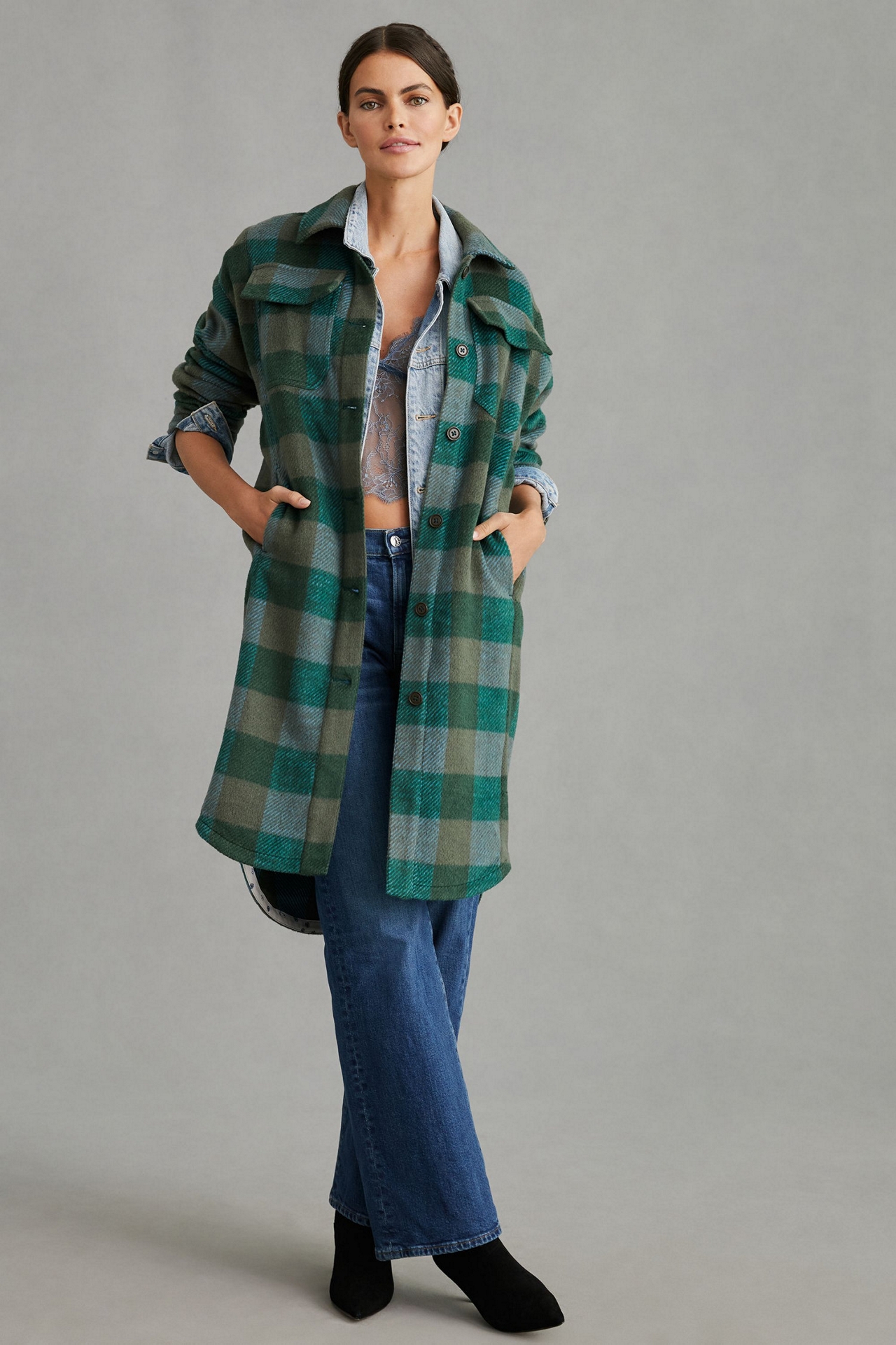 Pilcro Plaid Duster Shacket