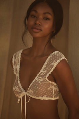 Kilo Brava Bow Sheer Mesh Bralette In White
