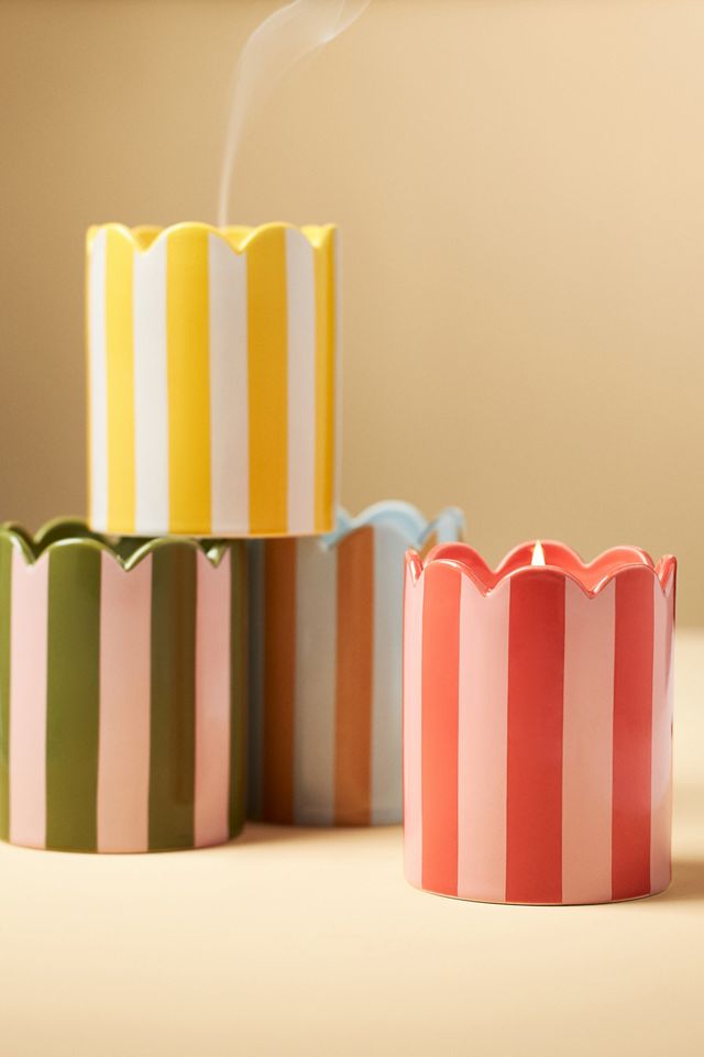 Fruity Casablanca Coconut Striped Scallop Ceramic Candle #3