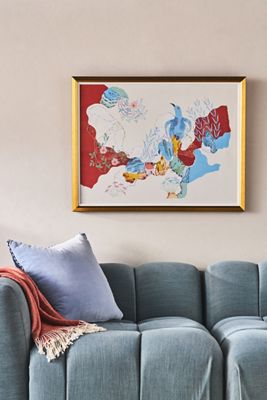 Abstract Floral with Birds Wall Art