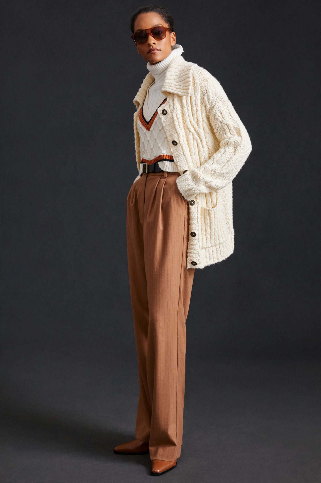Cable-Knit Cardigan Sweater