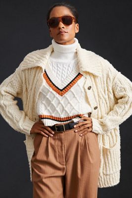 Cable-Knit Cardigan Sweater