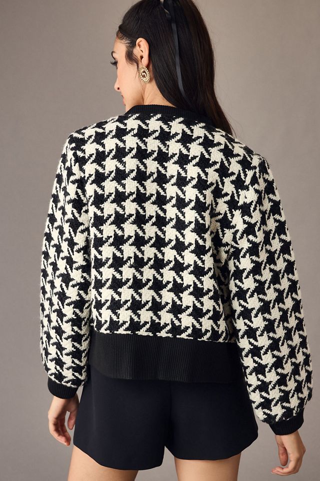 Bishop + Young Tweed Houndstooth Bomber Jacket | Anthropologie