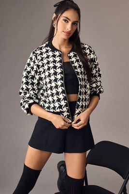 Bishop + Young Tweed Houndstooth Bomber Jacket