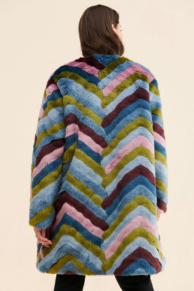 Hutch Chevron Faux Fur Coat #1