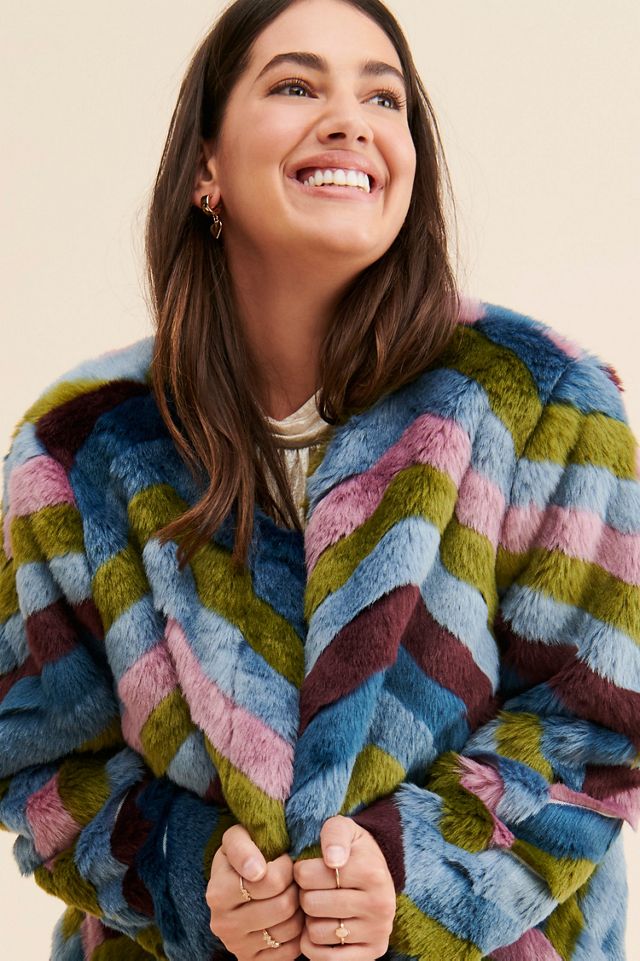 Hutch Chevron Faux Fur Coat #2