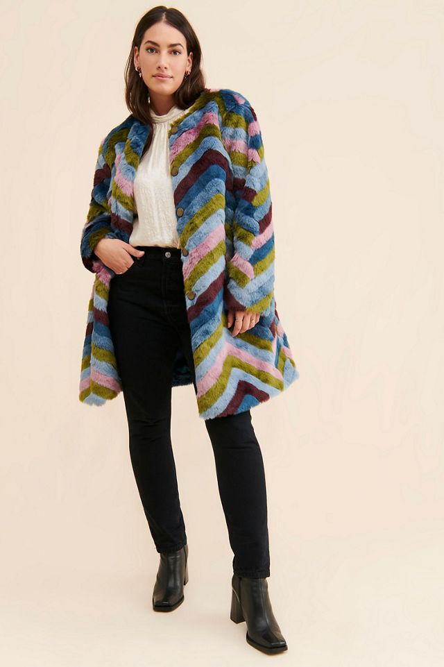 Hutch Chevron Faux Fur Coat #3