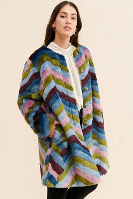 Hutch Chevron Faux Fur Coat