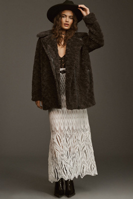Curly Faux Fur Moto Jacket | Anthropologie