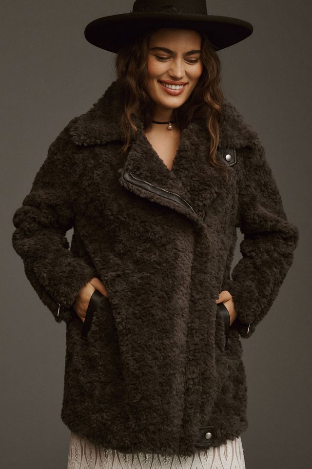 Curly Faux Fur Moto Jacket #3