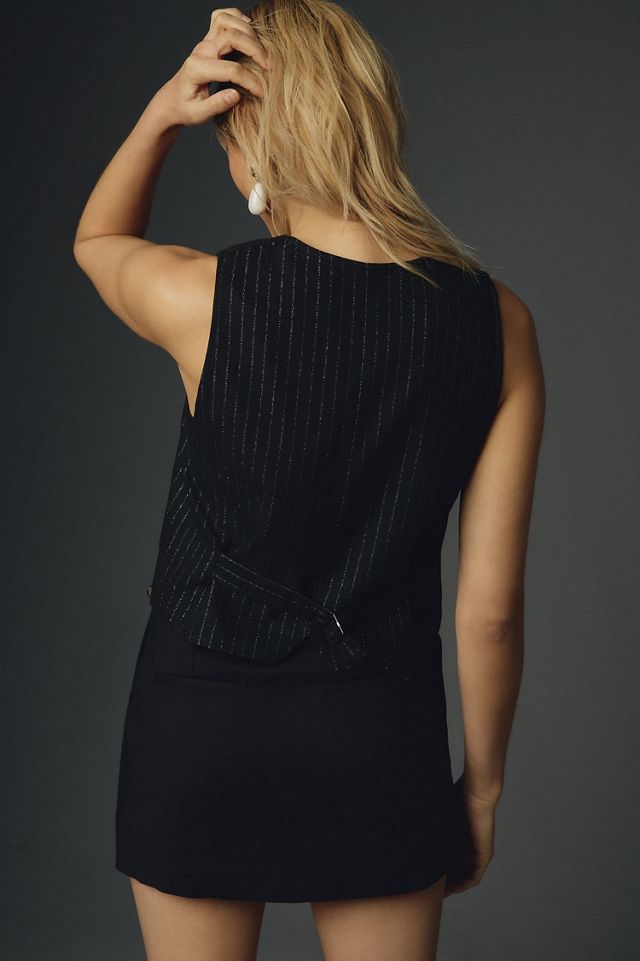 Maeve Sparkle Pinstripe Suit Vest #1
