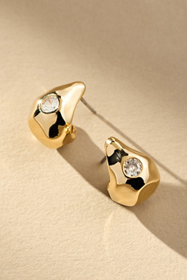 By Anthropologie Crystal-inset Molten Post Earrings In Gold
