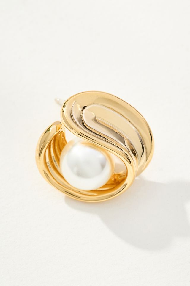 Aretes de Poste de Perla Esculpida #1