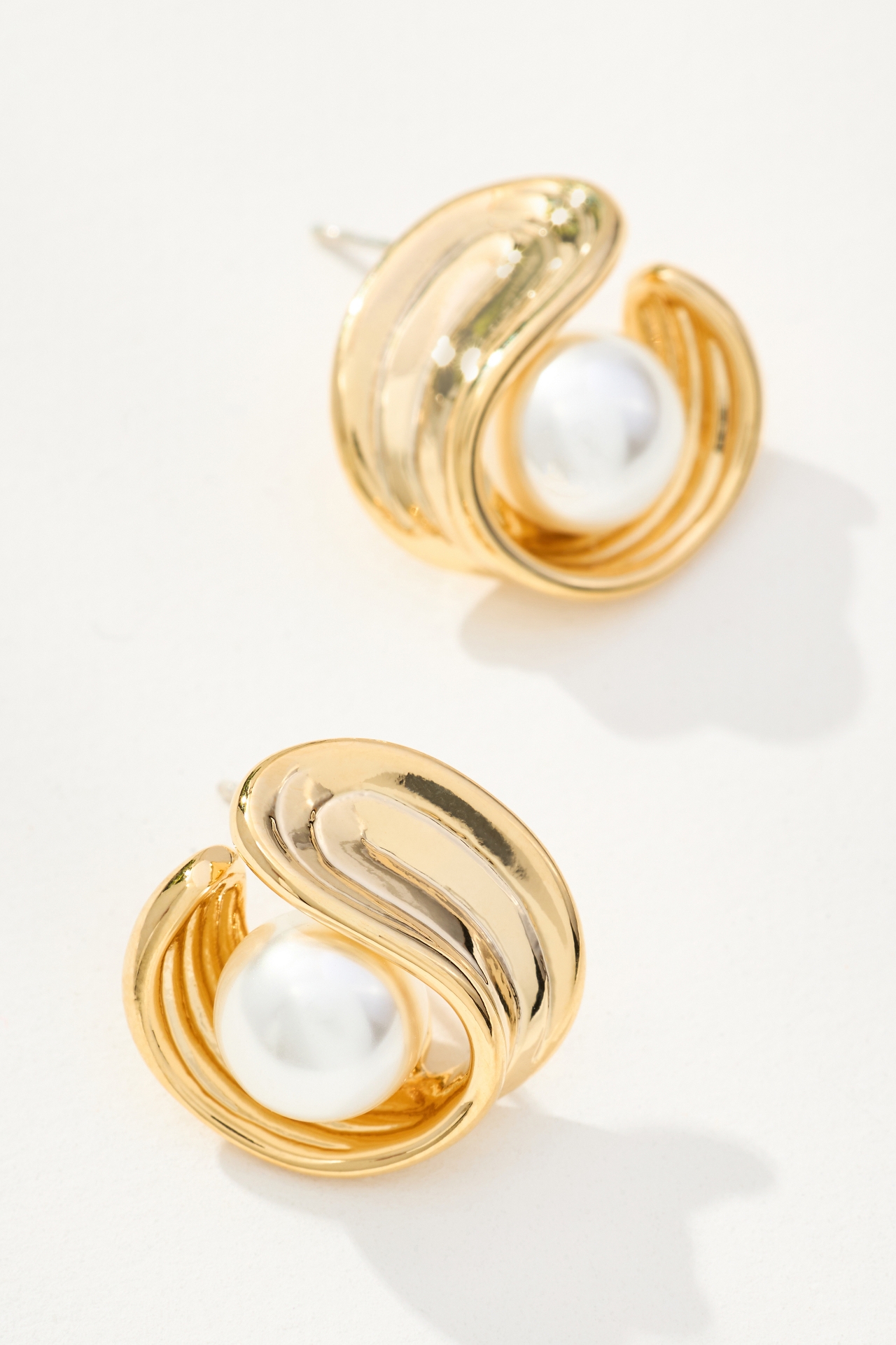 Sculpted Pearl Post Earrings