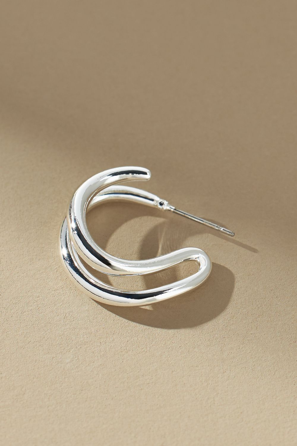 Twisted Open Huggie Hoop Earrings, image 2 of 3