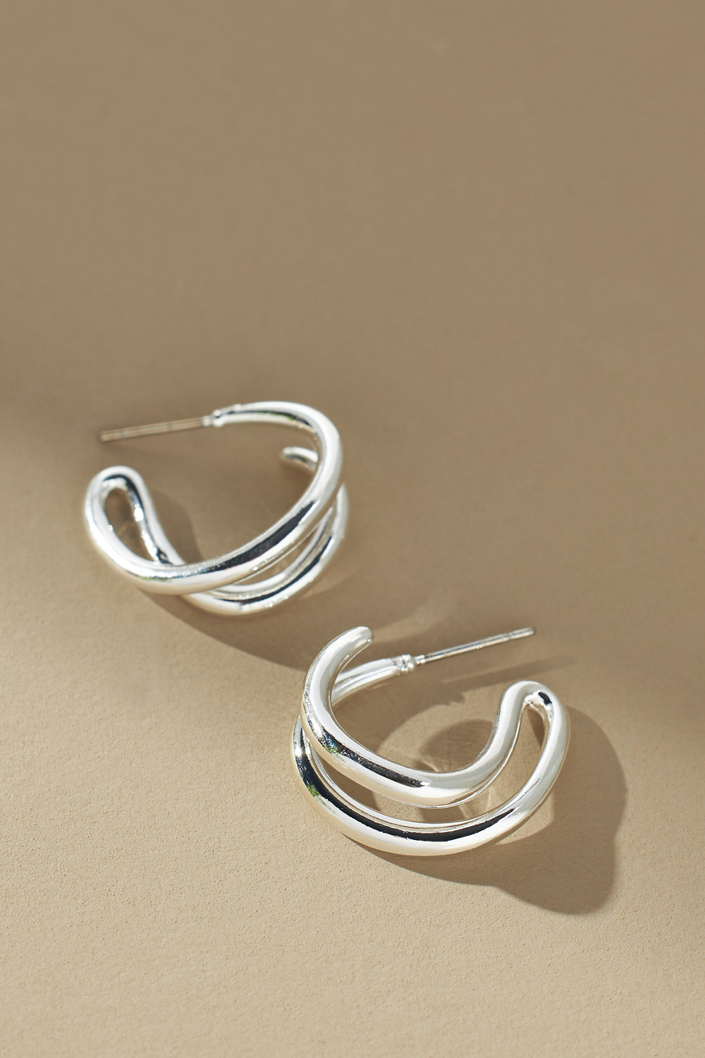 Twisted Open Huggie Hoop Earrings, image 3 of 3