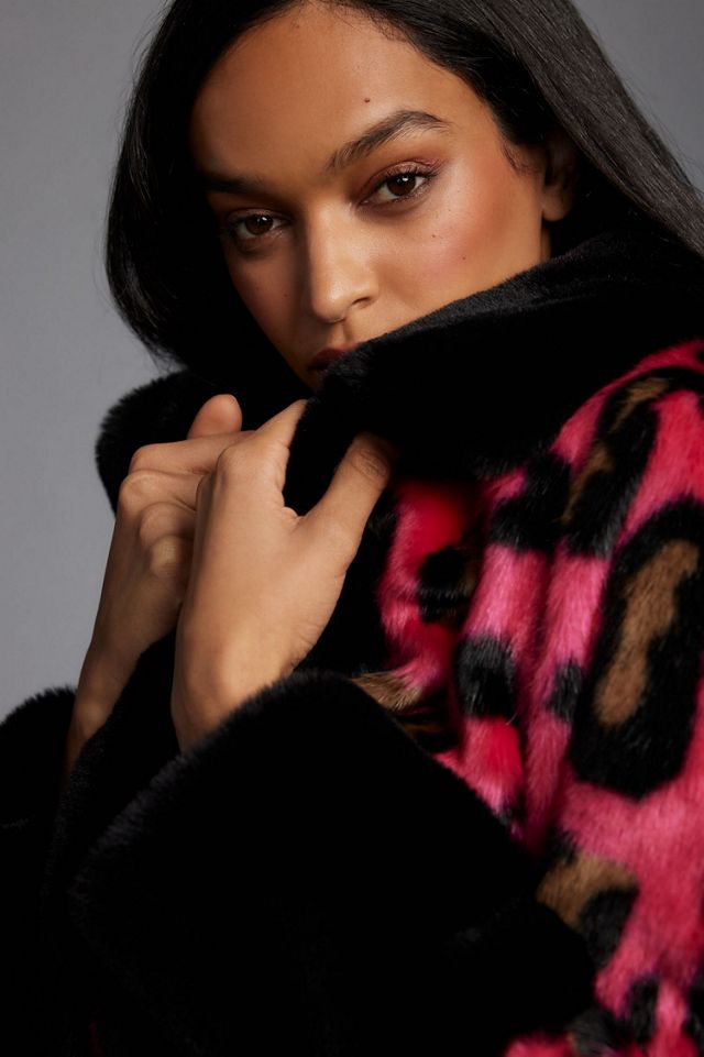 Maeve Colorblock Leopard Coat #2