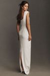 SAU LEE Brooke Cap-Sleeve Scoop-Neck Crepe Maxi Dress