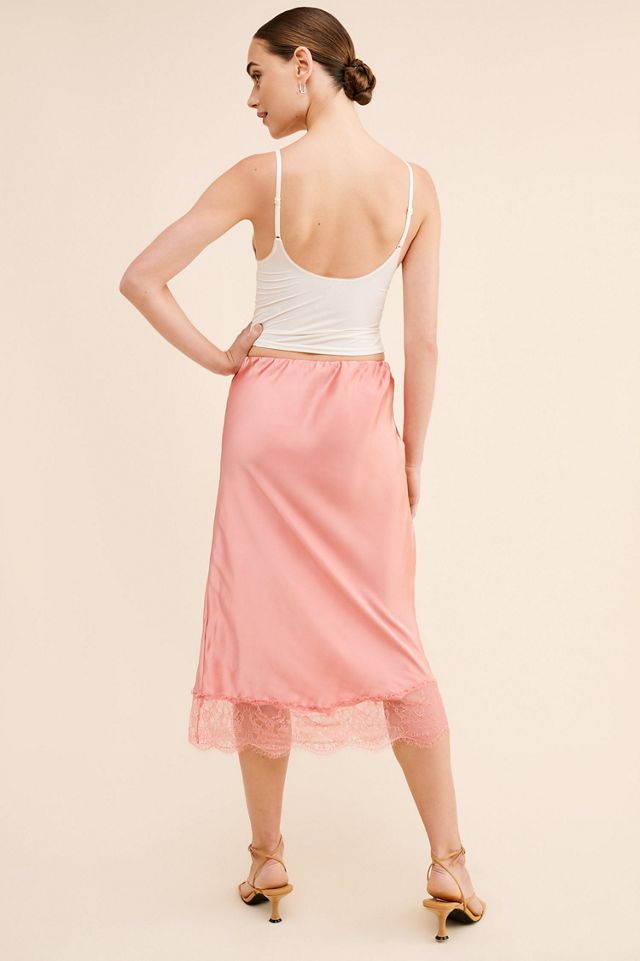 Bias-Cut Lace-Trim Midi Skirt #1