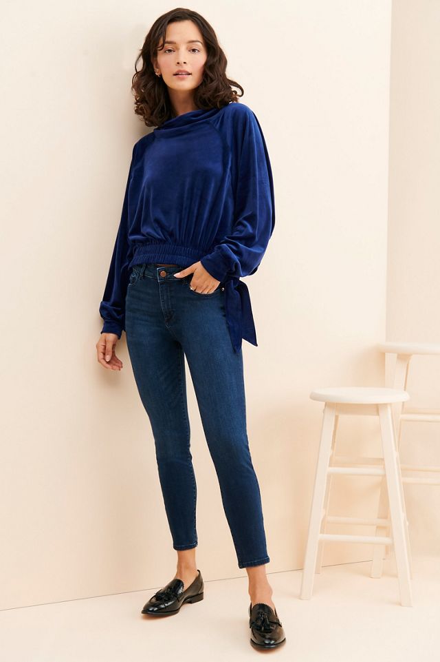 Side-Tie Velvet Pullover #3