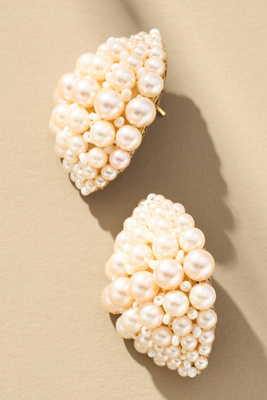 Deepa Gurnani Uma Pearl Cluster Drop Earrings In Orange