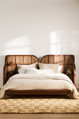 Anthropologie Nest Rattan Nightstand Bed In Sand
