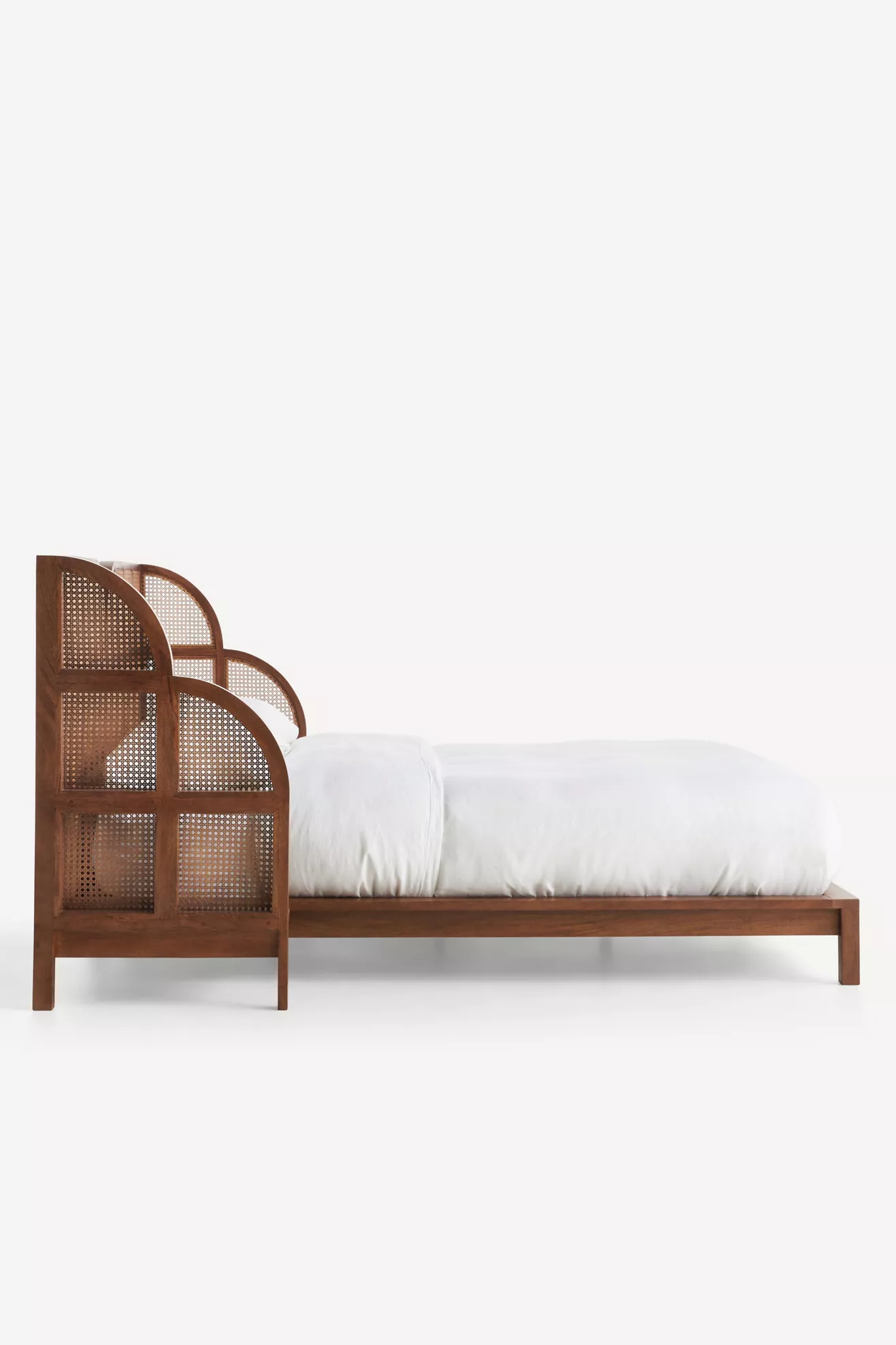 Side view of rattan headboard bed