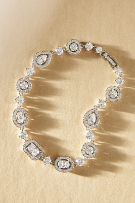 Shop Nadri Radiant Halo Line Bracelet In Silver