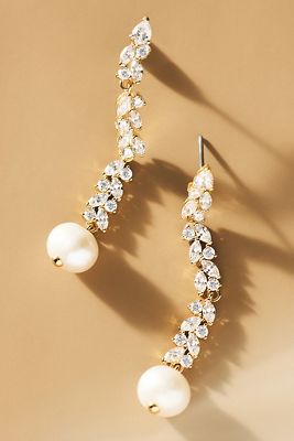 Nadri Savannah Linear Pearl Drop Earrings In Gold