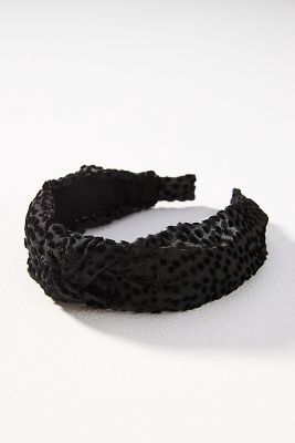 By Anthropologie Dotted Animal Print Knot Headband In Black