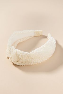 By Anthropologie Dotted Animal Print Knot Headband In White