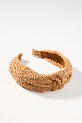 By Anthropologie Dotted Animal Print Knot Headband In Brown