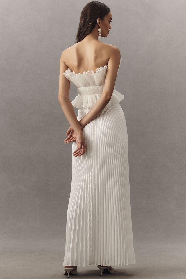 L'IDÉE Masquerade Strapless Corseted Pleated Wedding Gown | Anthropologie