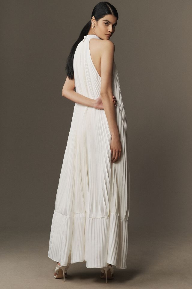 Majolica Pleated Chiffon Long Dress