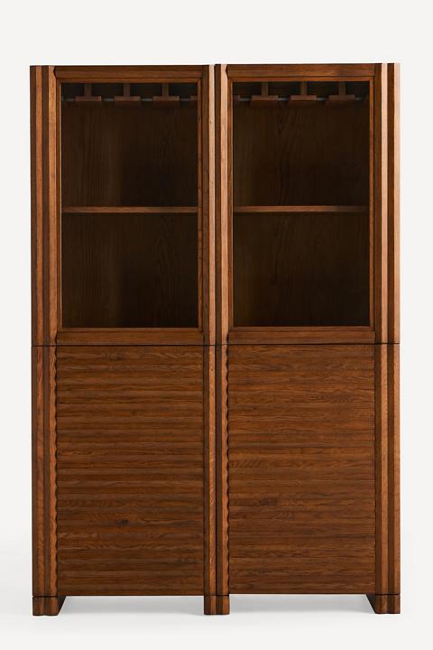 Omari Carved Oak Bar Cabinet
