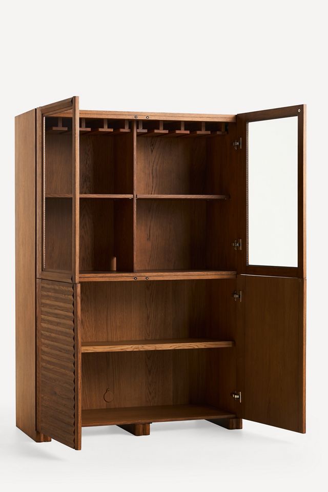 Omari Carved Oak Bar Cabinet #4