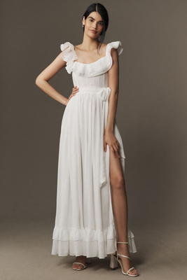 V. Chapman Rosetta Corset Off-the-shoulder Maxi Dress In White