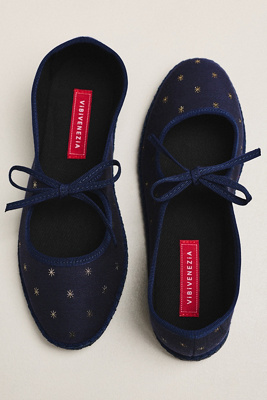 Vibi Venezia Brigitte Bow-tie Mary Jane Flats In Blue