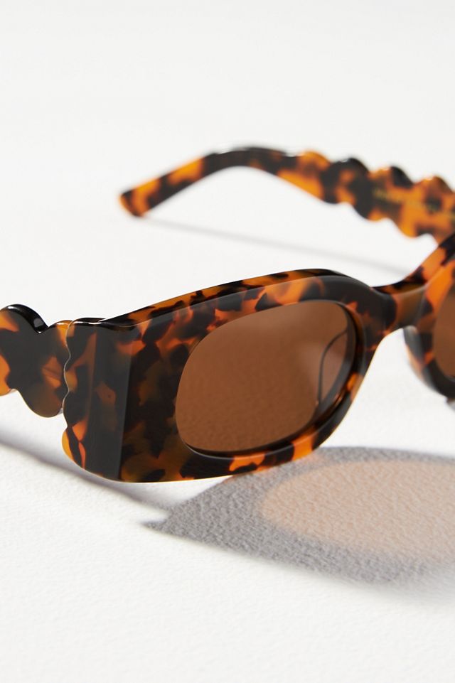 Rectangle Wavy Temple Sunglasses | Anthropologie UK