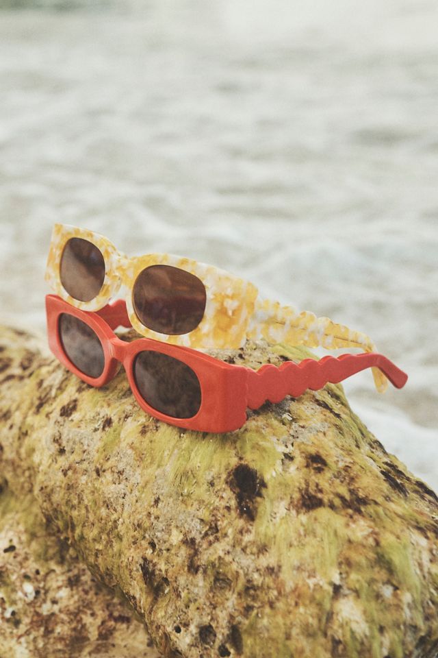 Rectangle Wavy Temple Sunglasses #4